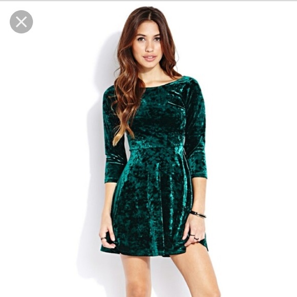 green velvet skater dress